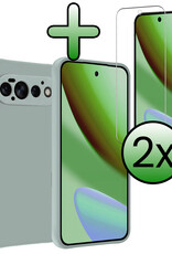 BASEY. BASEY. Google Pixel 11 Pro Hoesje Siliconen Met 2x Screenprotector - Lichtblauw