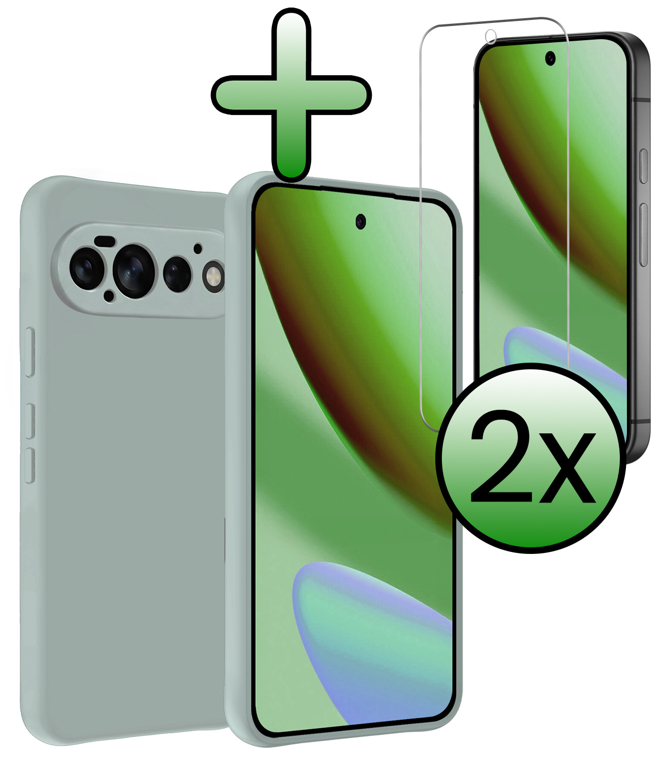 BASEY. BASEY. Google Pixel 11 Pro Hoesje Siliconen Met 2x Screenprotector - Lichtblauw