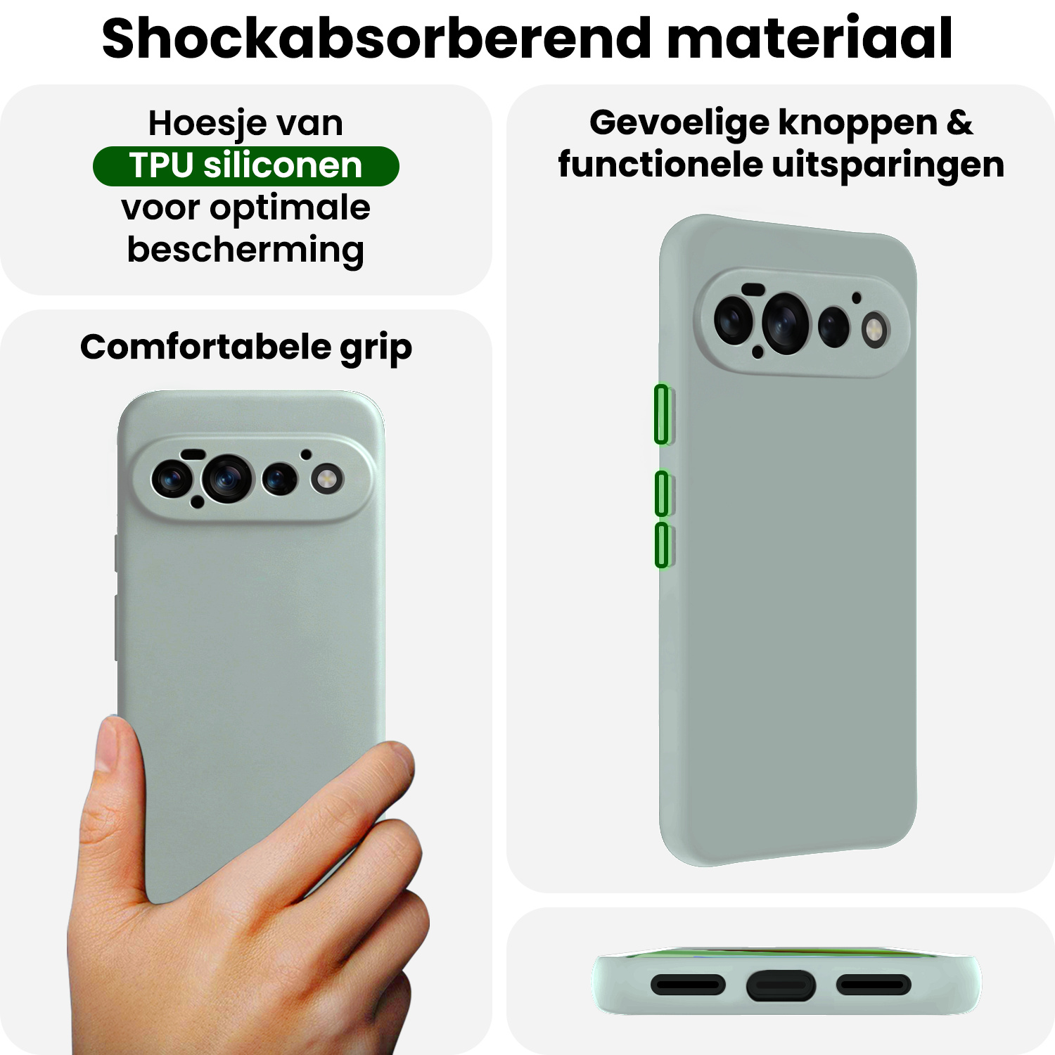 BASEY. BASEY. Google Pixel 11 Pro Hoesje Siliconen Met 2x Screenprotector - Lichtblauw