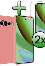 BASEY. BASEY. Google Pixel 11 Pro Hoesje Siliconen Met 2x Screenprotector - Lichtroze