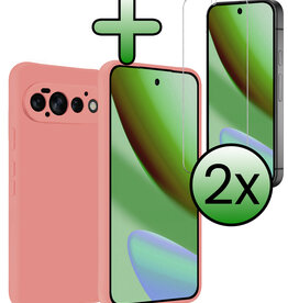 BASEY. BASEY. Google Pixel 11 Pro Hoesje Siliconen Met 2x Screenprotector - Lichtroze