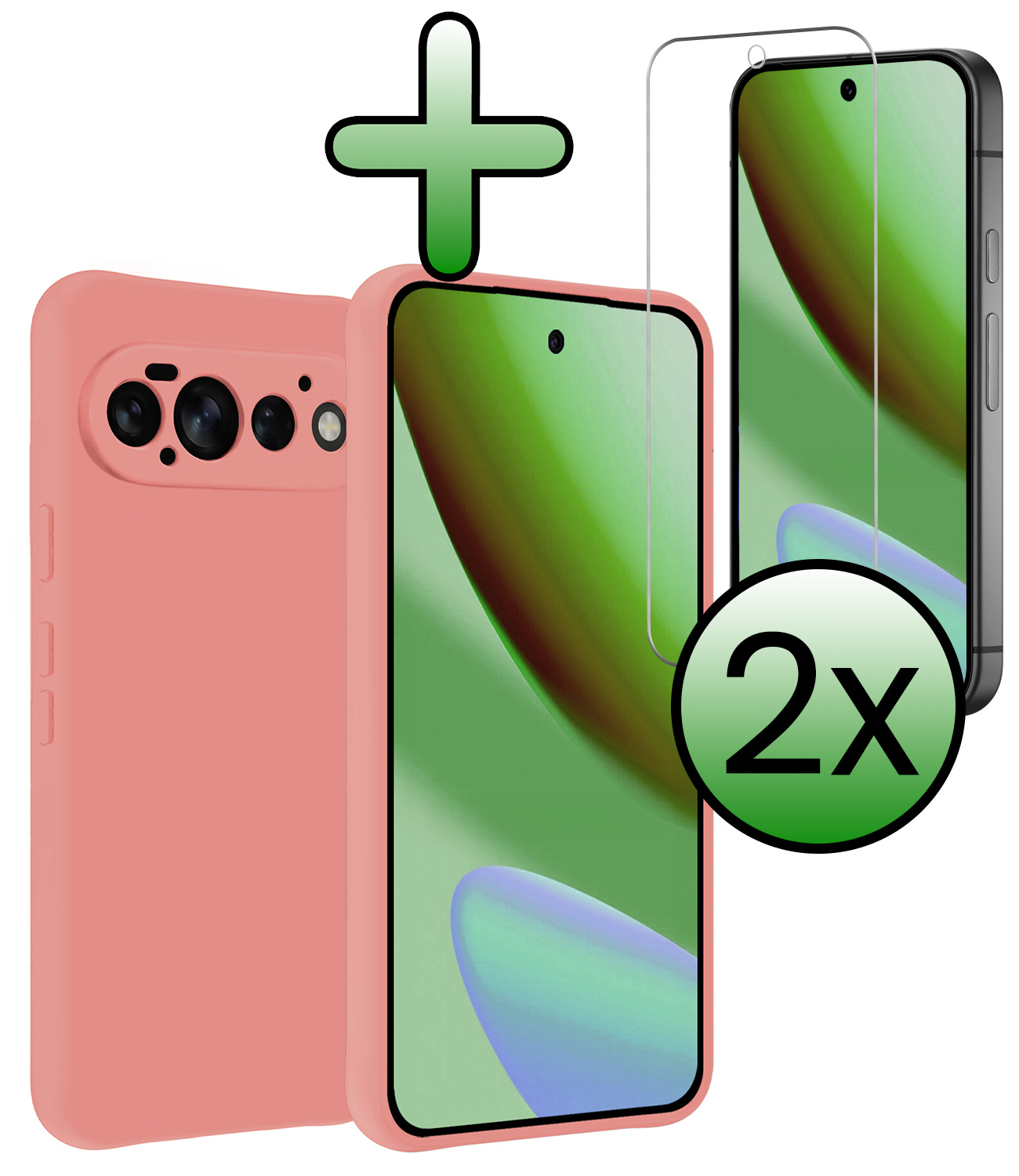 BASEY. BASEY. Google Pixel 11 Pro Hoesje Siliconen Met 2x Screenprotector - Lichtroze