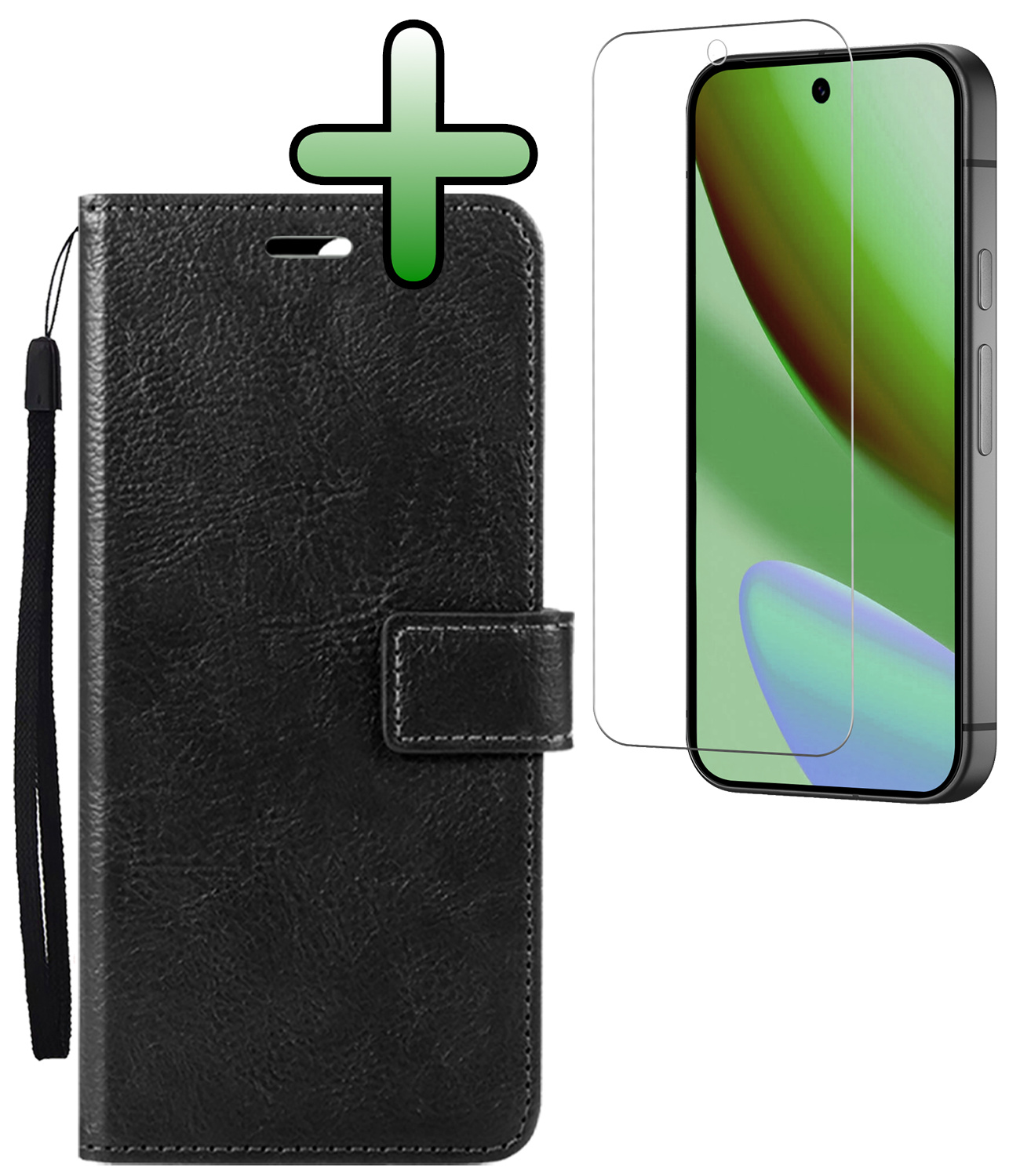 BASEY. BASEY. Google Pixel 11 Pro Hoesje Bookcase Met Screenprotector - Zwart