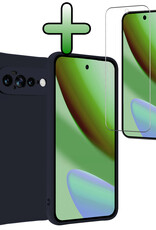 BASEY. BASEY. Google Pixel 11 Pro XL Hoesje Siliconen Met Screenprotector - Donkerblauw