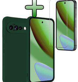 BASEY. BASEY. Google Pixel 11 Pro XL Hoesje Siliconen Met Screenprotector - Donkergroen