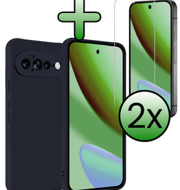 BASEY. BASEY. Google Pixel 11 Pro XL Hoesje Siliconen Met 2x Screenprotector - Donkerblauw