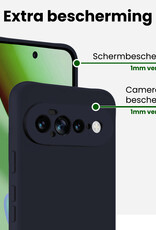 BASEY. BASEY. Google Pixel 11 Pro XL Hoesje Siliconen Met 2x Screenprotector - Donkerblauw