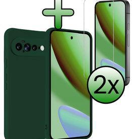 BASEY. BASEY. Google Pixel 11 Pro XL Hoesje Siliconen Met 2x Screenprotector - Donkergroen