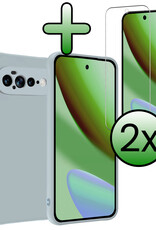 BASEY. BASEY. Google Pixel 11 Pro XL Hoesje Siliconen Met 2x Screenprotector - Lichtblauw