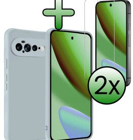 BASEY. BASEY. Google Pixel 11 Pro XL Hoesje Siliconen Met 2x Screenprotector - Lichtblauw