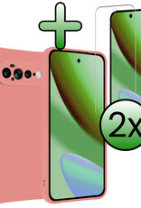BASEY. BASEY. Google Pixel 11 Pro XL Hoesje Siliconen Met 2x Screenprotector - Lichtroze