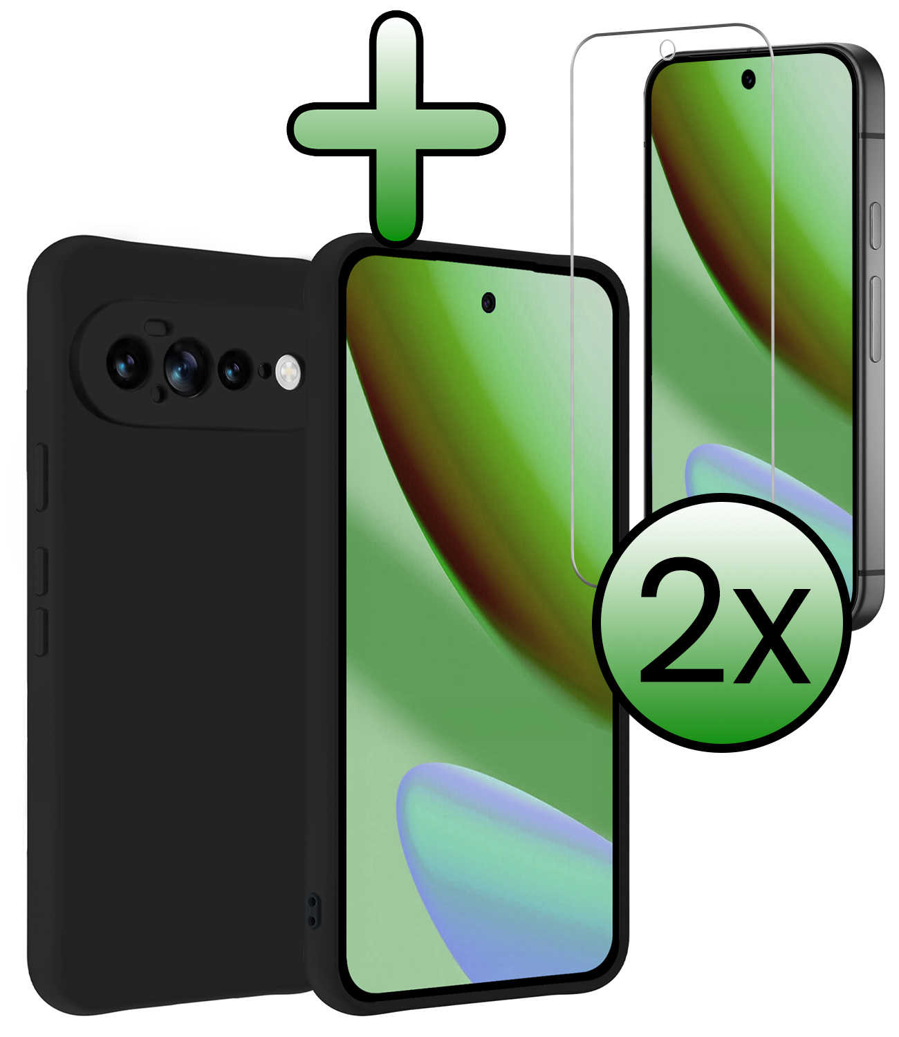 BASEY. BASEY. Google Pixel 11 Pro XL Hoesje Siliconen Met 2x Screenprotector - Zwart