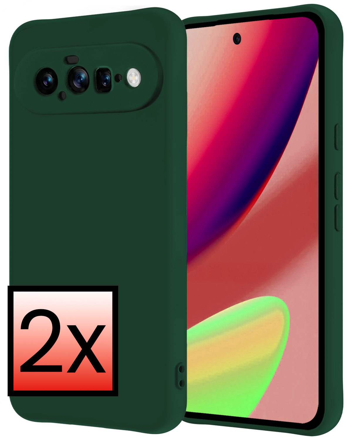 NoXx NoXx Google Pixel 11 Hoesje Siliconen - Donkergroen - 2 PACK