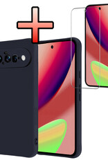 NoXx NoXx Google Pixel 11 Hoesje Siliconen Met Screenprotector - Donkerblauw