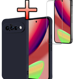 NoXx NoXx Google Pixel 11 Hoesje Siliconen Met Screenprotector - Donkerblauw