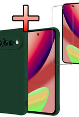 NoXx NoXx Google Pixel 11 Hoesje Siliconen Met Screenprotector - Donkergroen