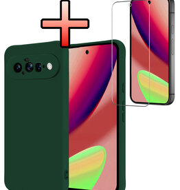 NoXx NoXx Google Pixel 11 Hoesje Siliconen Met Screenprotector - Donkergroen