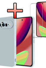 NoXx NoXx Google Pixel 11 Hoesje Siliconen Met Screenprotector - Lichtblauw