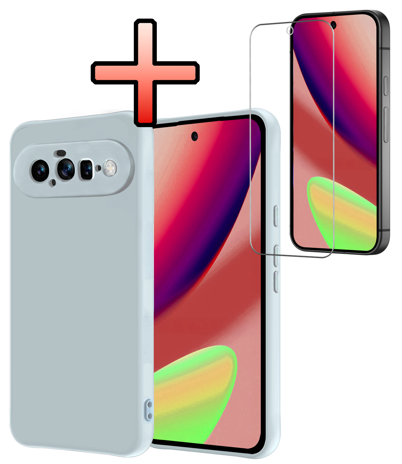 NoXx NoXx Google Pixel 11 Hoesje Siliconen Met Screenprotector - Lichtblauw