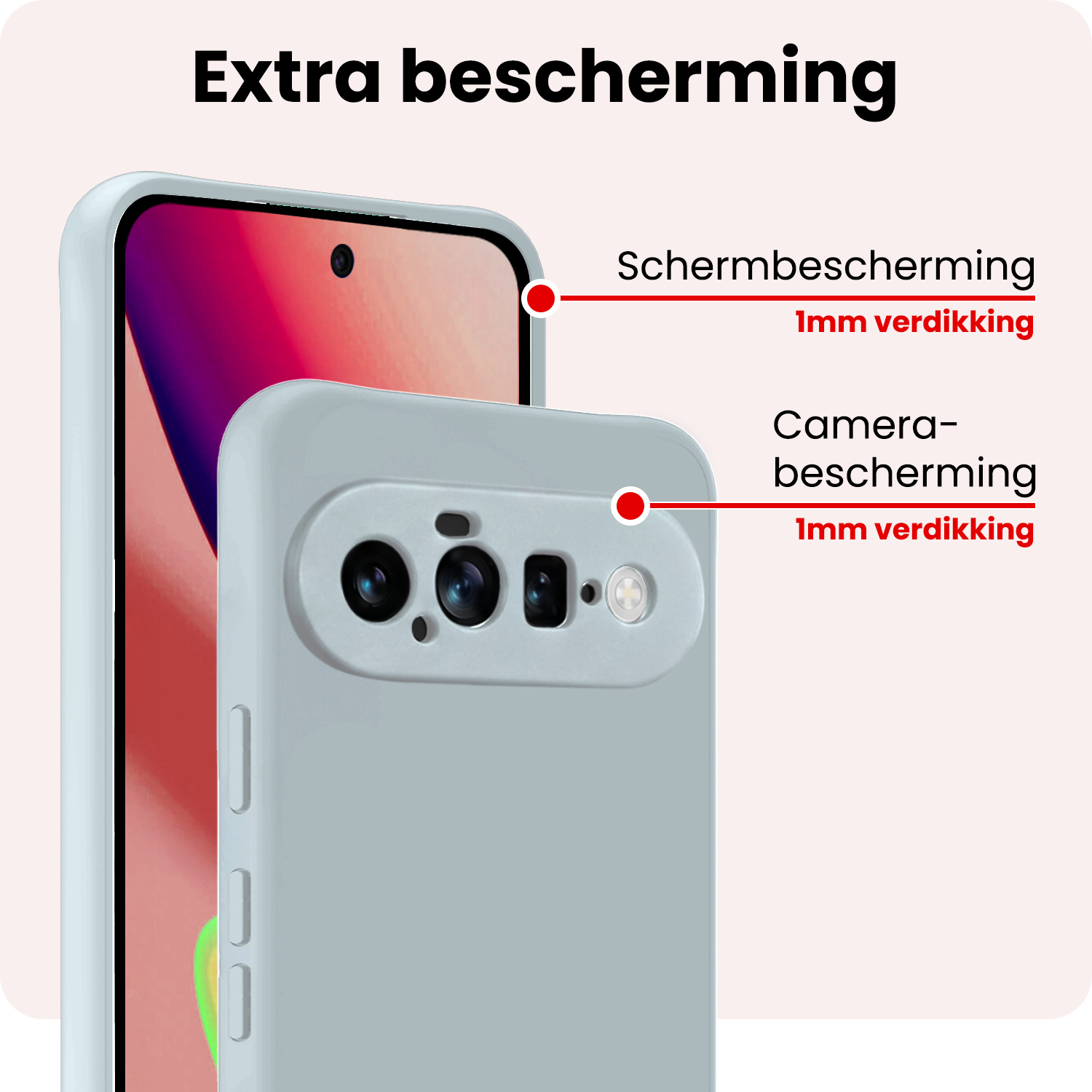 NoXx NoXx Google Pixel 11 Hoesje Siliconen Met Screenprotector - Lichtblauw
