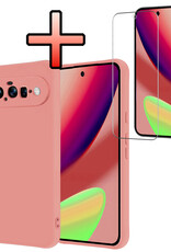 NoXx NoXx Google Pixel 11 Hoesje Siliconen Met Screenprotector - Lichtroze