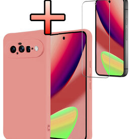 NoXx NoXx Google Pixel 11 Hoesje Siliconen Met Screenprotector - Lichtroze