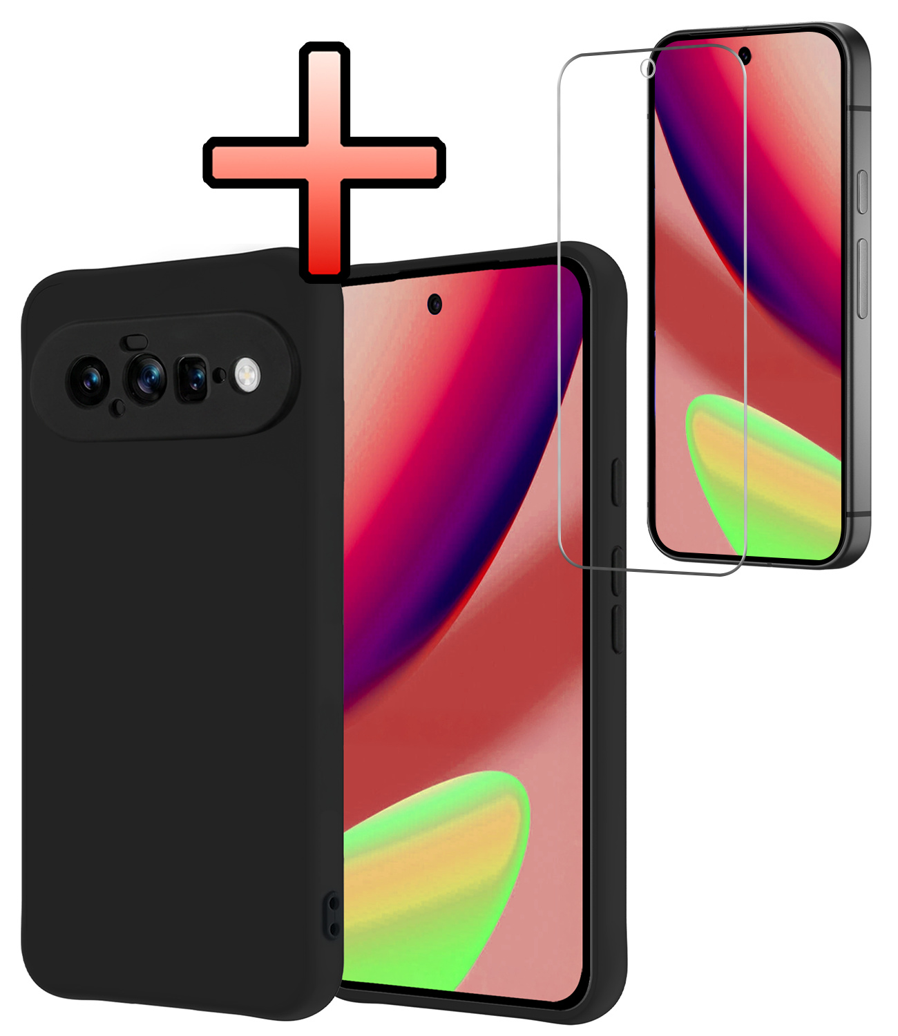 NoXx NoXx Google Pixel 11 Hoesje Siliconen Met Screenprotector - Zwart