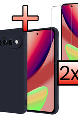 NoXx NoXx Google Pixel 11 Hoesje Siliconen Met 2x Screenprotector - Donkerblauw
