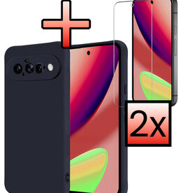 NoXx NoXx Google Pixel 11 Hoesje Siliconen Met 2x Screenprotector - Donkerblauw