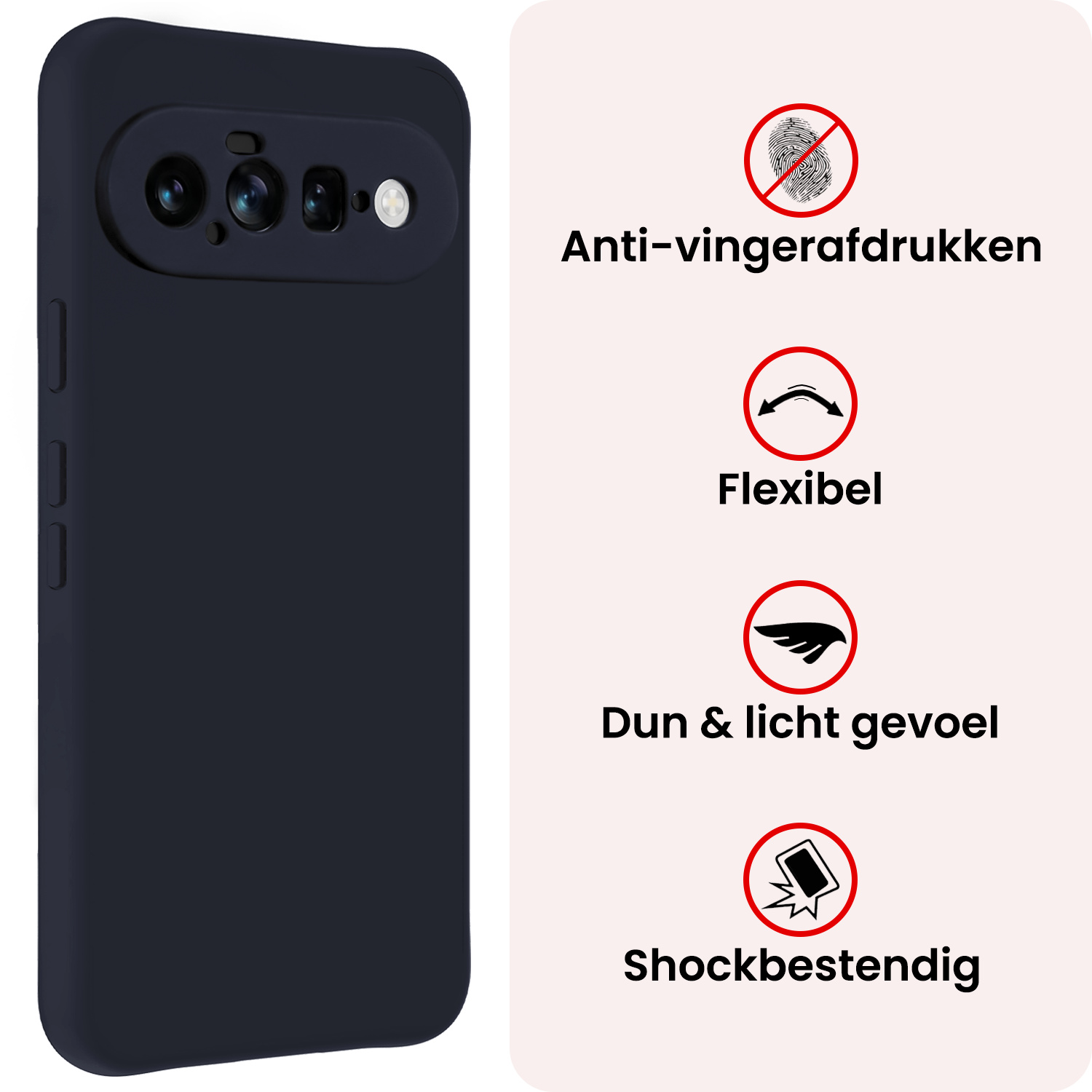 NoXx NoXx Google Pixel 11 Hoesje Siliconen Met 2x Screenprotector - Donkerblauw