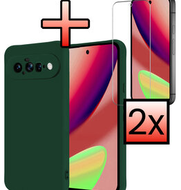 NoXx NoXx Google Pixel 11 Hoesje Siliconen Met 2x Screenprotector - Donkergroen