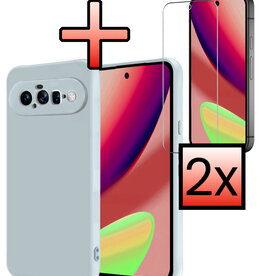 NoXx NoXx Google Pixel 11 Hoesje Siliconen Met 2x Screenprotector - Lichtblauw