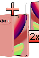 NoXx NoXx Google Pixel 11 Hoesje Siliconen Met 2x Screenprotector - Lichtroze