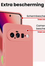 NoXx NoXx Google Pixel 11 Hoesje Siliconen Met 2x Screenprotector - Lichtroze