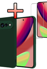 NoXx NoXx Google Pixel 11 Pro Hoesje Siliconen Met Screenprotector - Donkergroen