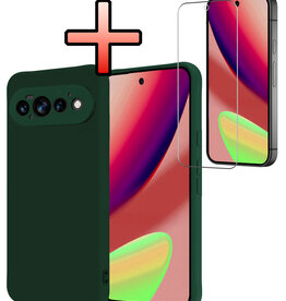 NoXx NoXx Google Pixel 11 Pro Hoesje Siliconen Met Screenprotector - Donkergroen