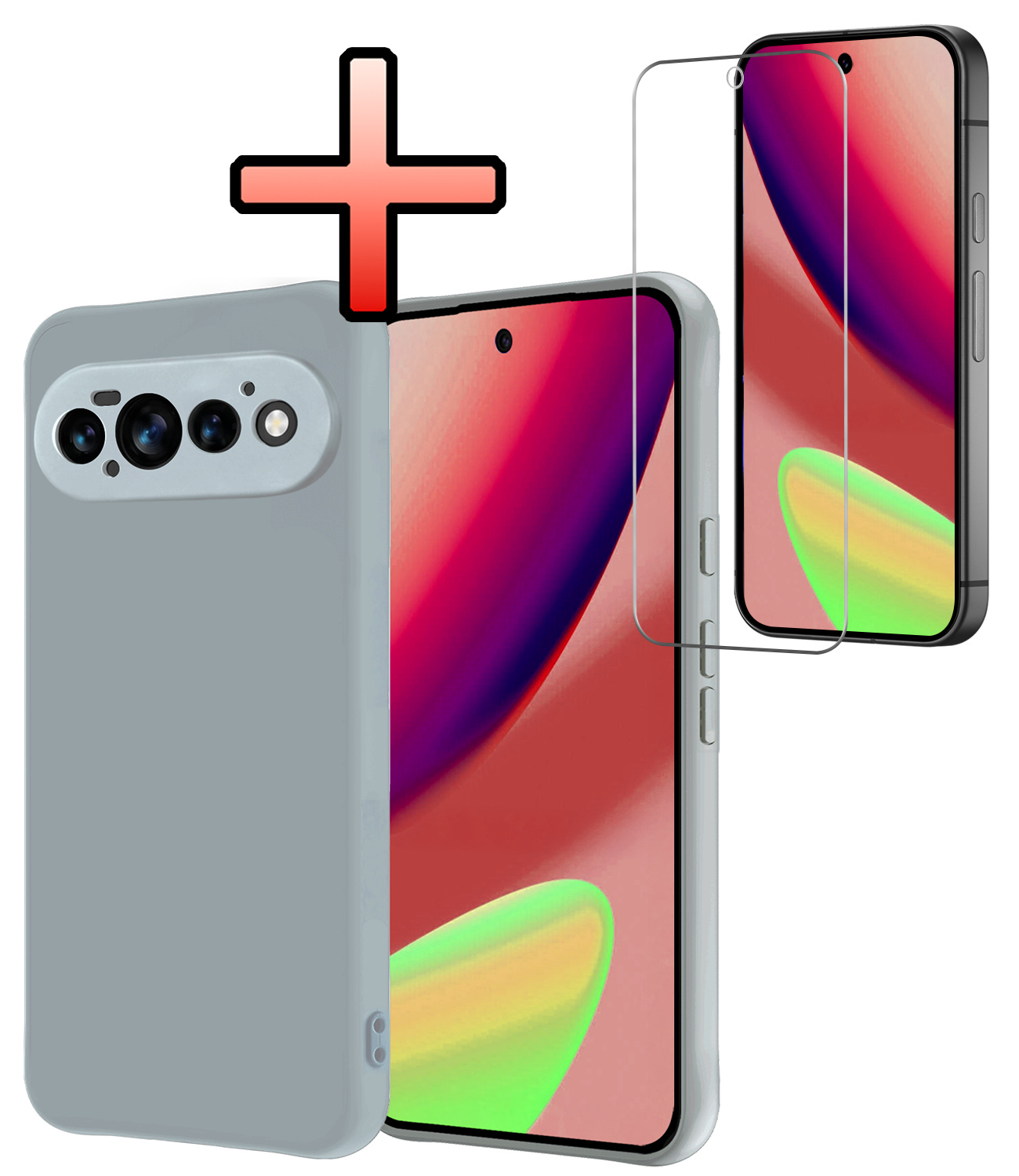 NoXx NoXx Google Pixel 11 Pro Hoesje Siliconen Met Screenprotector - Lichtblauw
