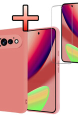 NoXx NoXx Google Pixel 11 Pro Hoesje Siliconen Met Screenprotector - Lichtroze