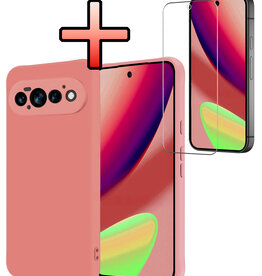 NoXx NoXx Google Pixel 11 Pro Hoesje Siliconen Met Screenprotector - Lichtroze