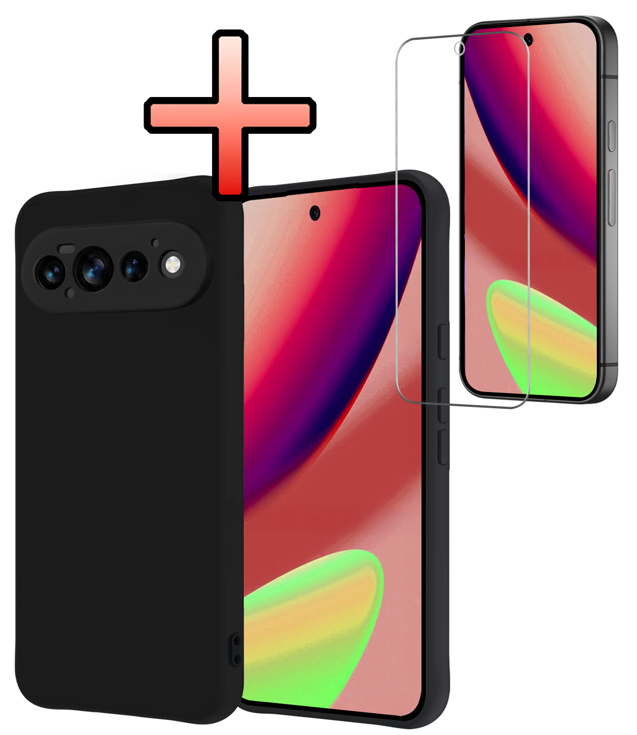 NoXx NoXx Google Pixel 11 Pro Hoesje Siliconen Met Screenprotector - Zwart