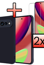 NoXx NoXx Google Pixel 11 Pro Hoesje Siliconen Met 2x Screenprotector - Donkerblauw