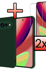 NoXx NoXx Google Pixel 11 Pro Hoesje Siliconen Met 2x Screenprotector - Donkergroen