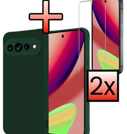 NoXx NoXx Google Pixel 11 Pro Hoesje Siliconen Met 2x Screenprotector - Donkergroen