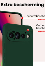 NoXx NoXx Google Pixel 11 Pro Hoesje Siliconen Met 2x Screenprotector - Donkergroen