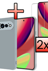 NoXx NoXx Google Pixel 11 Pro Hoesje Siliconen Met 2x Screenprotector - Lichtblauw