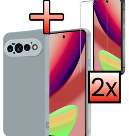 NoXx NoXx Google Pixel 11 Pro Hoesje Siliconen Met 2x Screenprotector - Lichtblauw