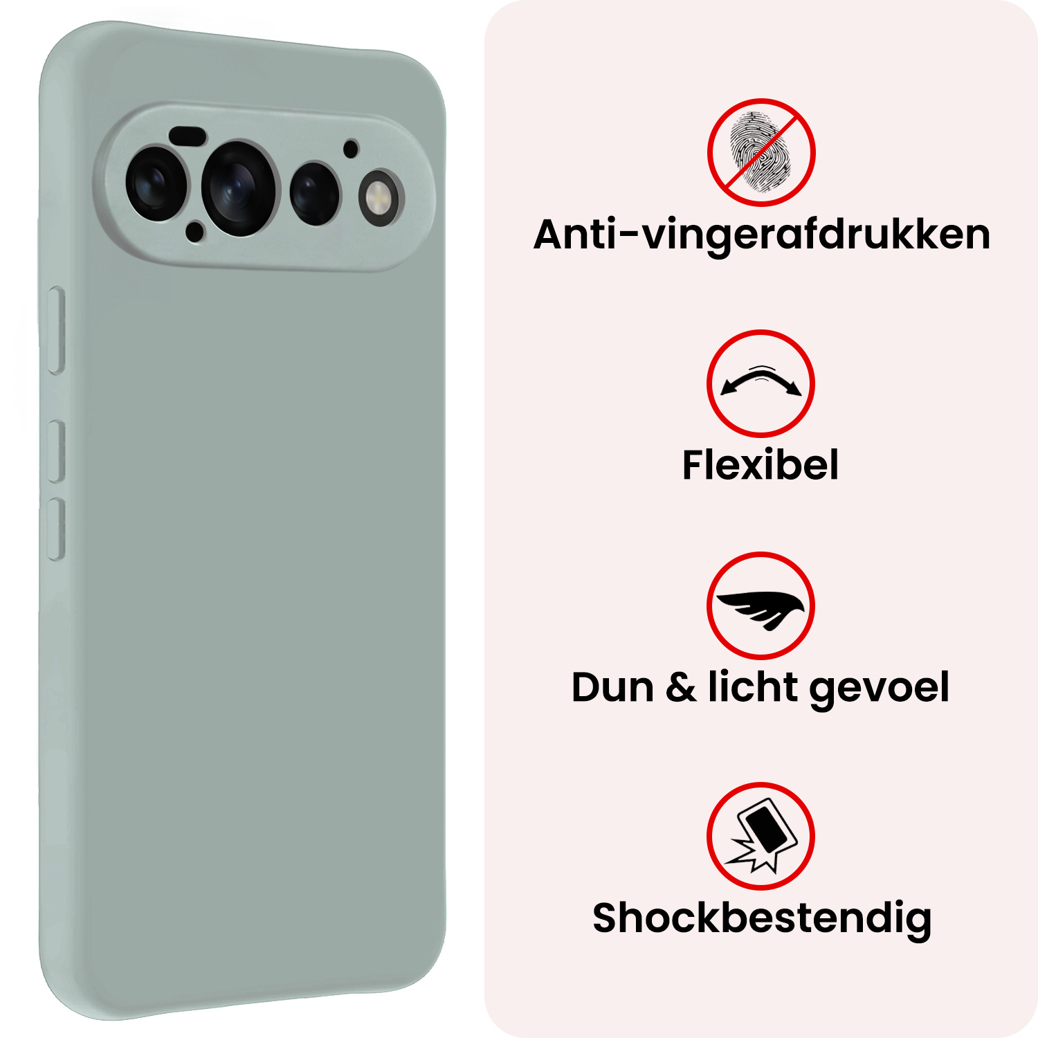 NoXx NoXx Google Pixel 11 Pro Hoesje Siliconen Met 2x Screenprotector - Lichtblauw