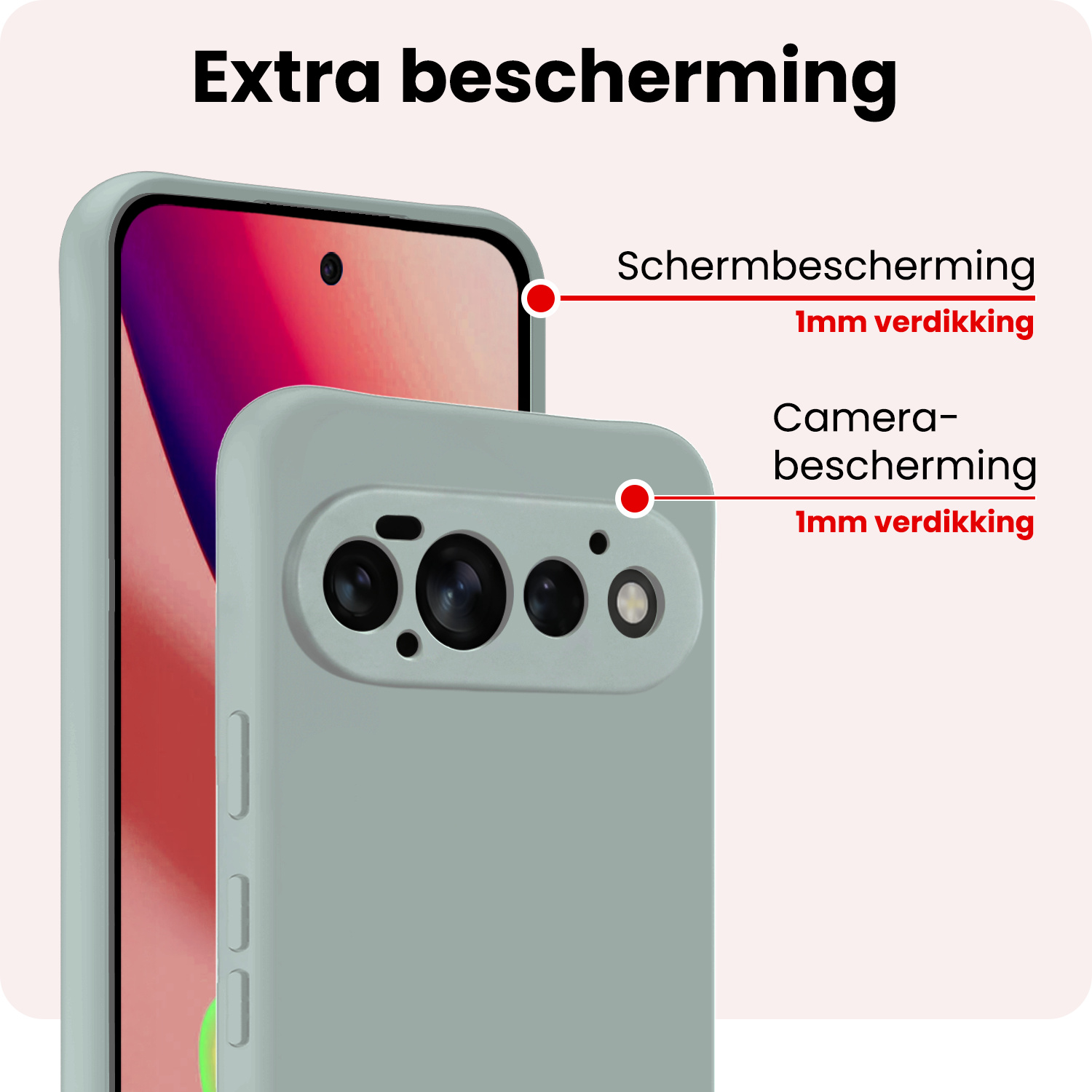 NoXx NoXx Google Pixel 11 Pro Hoesje Siliconen Met 2x Screenprotector - Lichtblauw