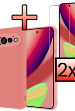 NoXx NoXx Google Pixel 11 Pro Hoesje Siliconen Met 2x Screenprotector - Lichtroze