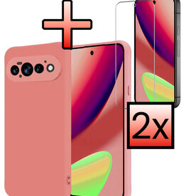 NoXx NoXx Google Pixel 11 Pro Hoesje Siliconen Met 2x Screenprotector - Lichtroze